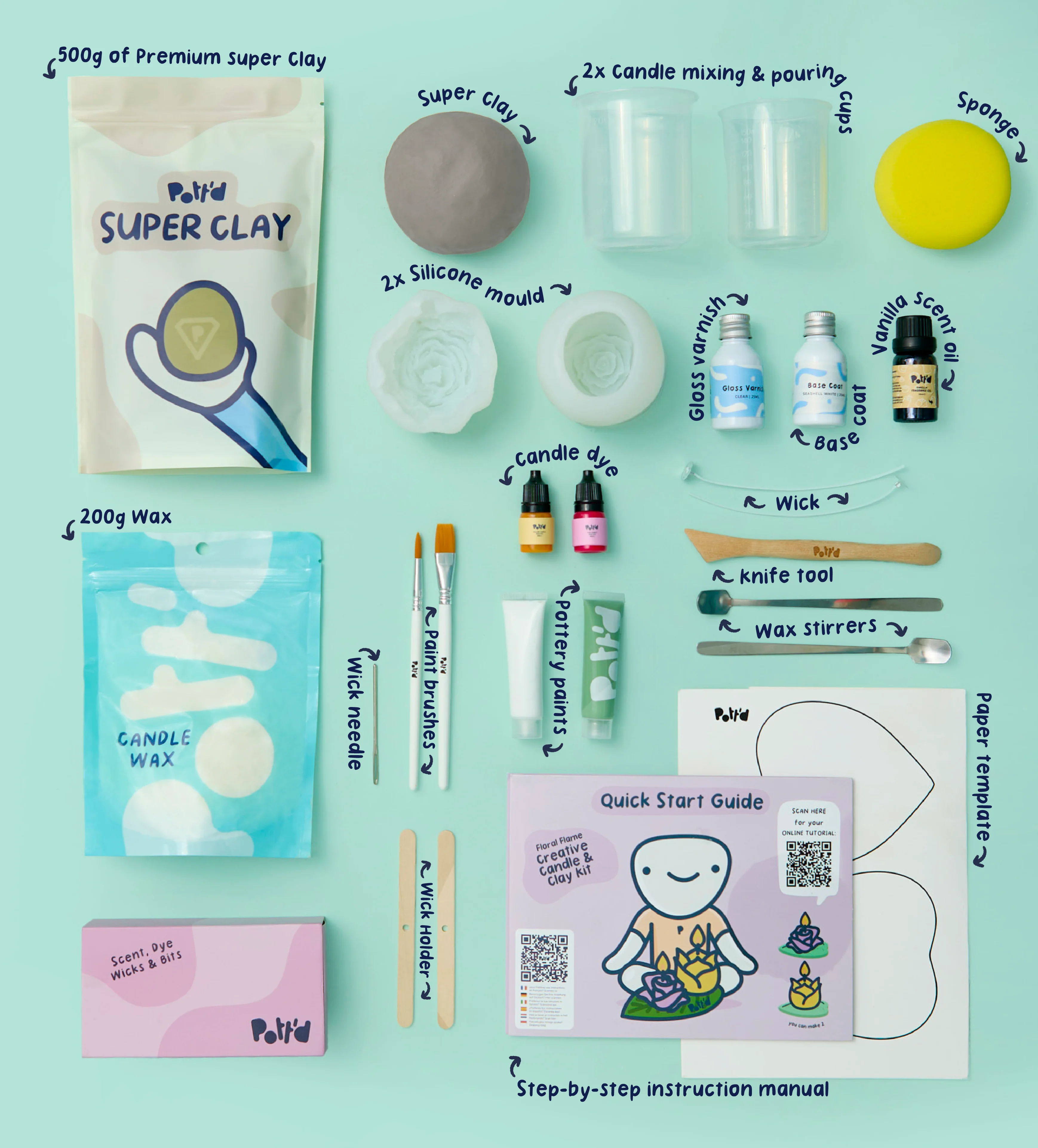 Floral Flame Creative Candle & Clay Kit - Image 4